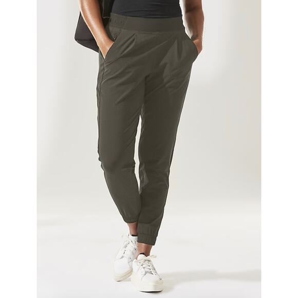 Athleta Textured Brooklyn Jogger Mountain Olive Pull-On Elastic Waist Size 6 - Picture 1 of 12